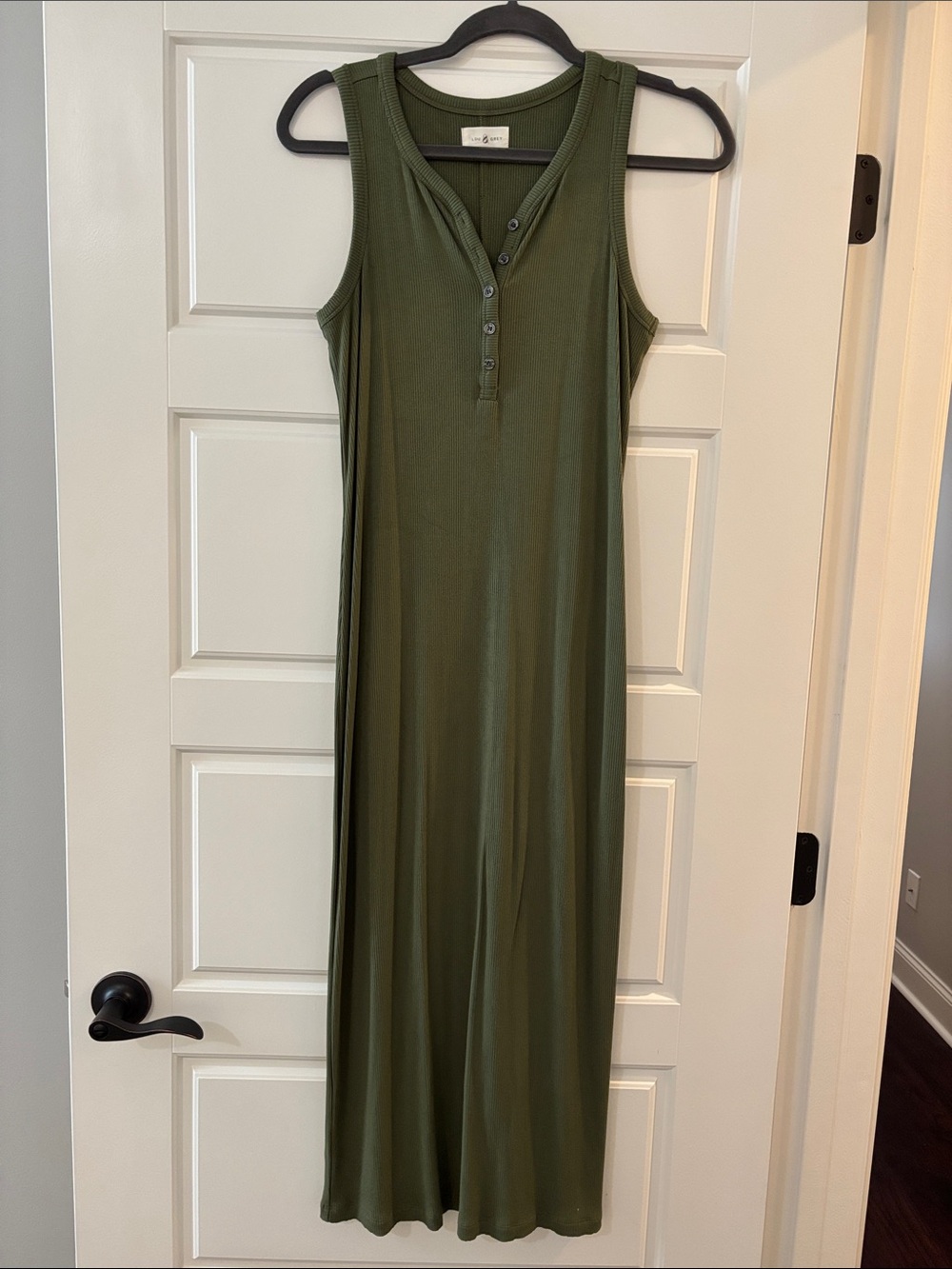Lou & Grey Olive Green Ribbed Tank Maxi Dress